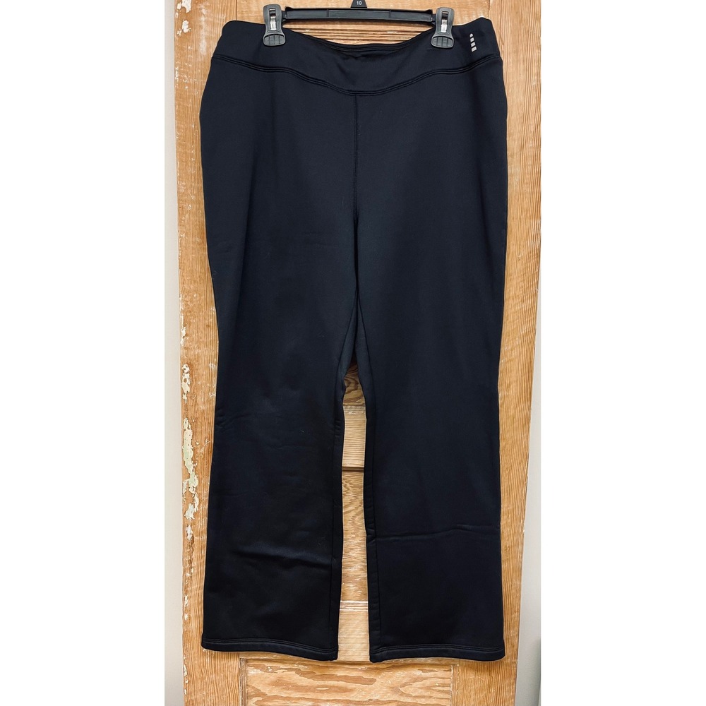 Lands End Sport Pants XL 18 Black Flare Leg Comfort Athleisure Minimalist Casual